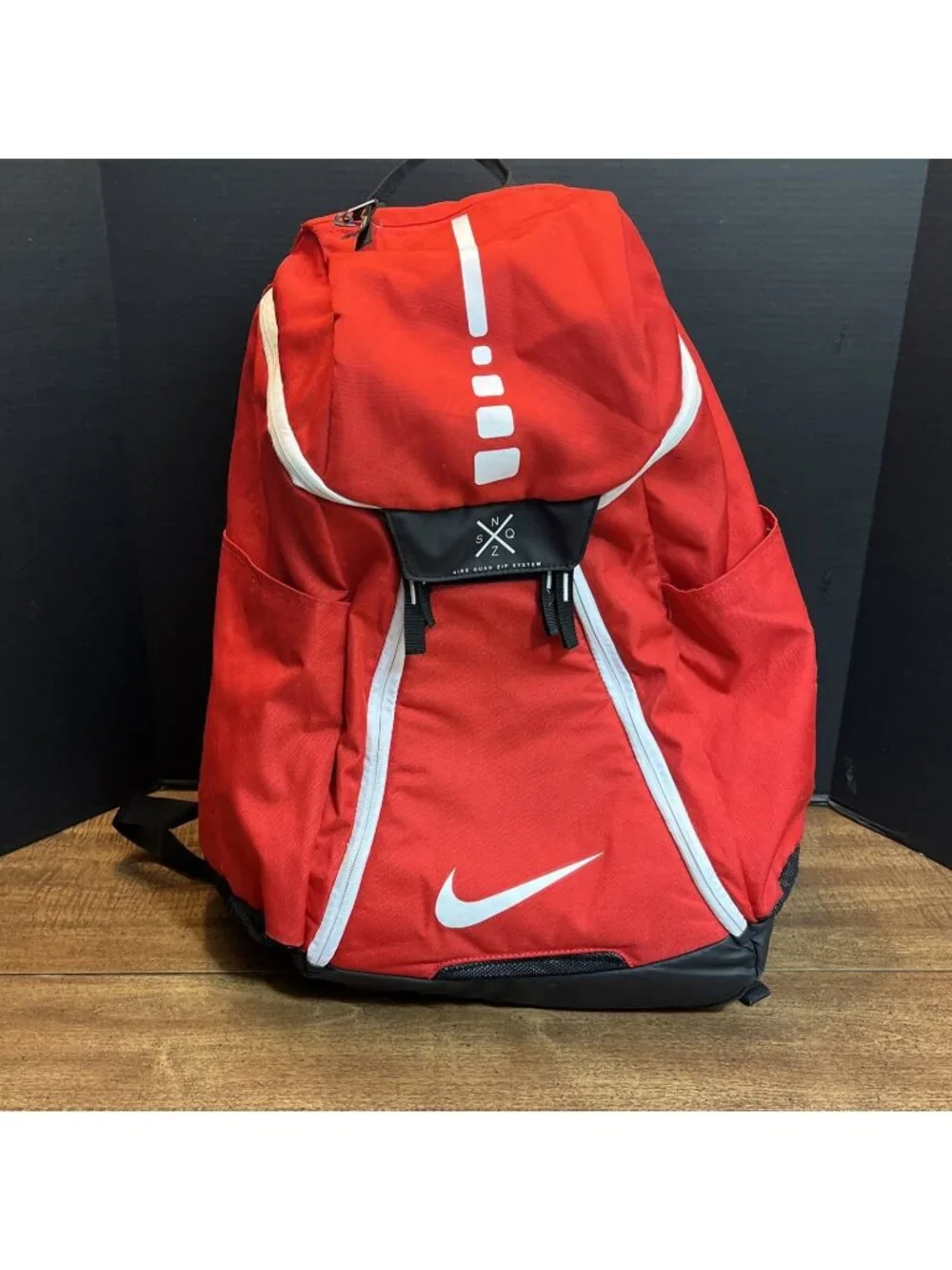 Nike Elite Quad Zip RED Basketball Backpack #56323 School Gym Hoops College